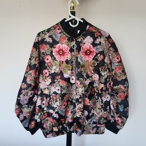 Floral Black Bomber Jacket